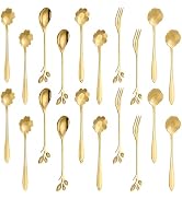 JINGIHE 20pcs Coffee Spoons, Stainless Steel Teaspoons, Flower Leaf Spoon, Stiring Tea Spoon and ...