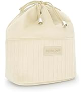 JINSI Velvet Drawstring Makeup Bag, Large Travel Cosmetic Organizer Pouch with Interior Pockets f...