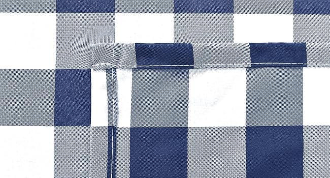 navy blue and white buffalo plaid tablecloth