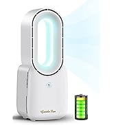 Misby Desk Fan, Bladeless Fan Quiet Table Fan, 11.8 Inch Battery Operated Fan With Touch Control ...