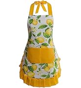 Alex Virtue Vintage Floral Apron for Women with Functional Pockets Adjustable Neck Strap for Cook...