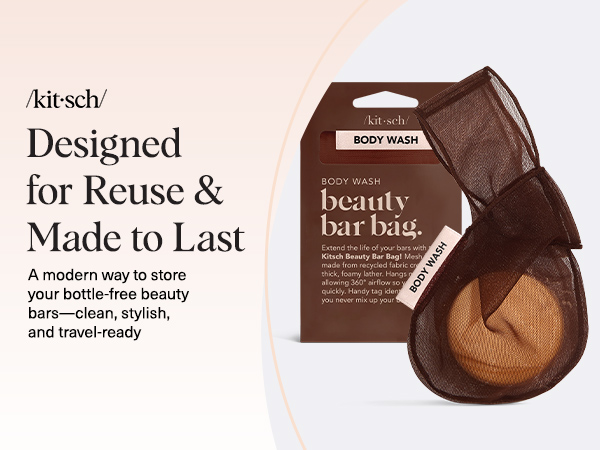 Kitsch Bar Soap Saver Bag – Recycled Mesh Beauty Bar Pouch for Body Wash