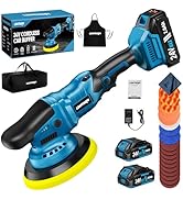 LDHTHOPI 23PCS Cordless Buffer Polisher Kit with 2×2.0Ah Battery &amp; Charger, 10000RPM 1600W High P...