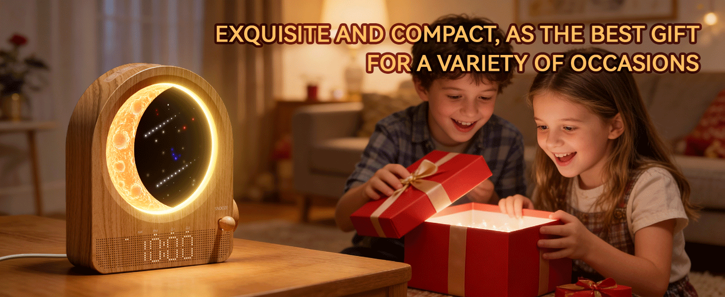 Text reads 'EXQUISITE AND COMPACT AS THE BEST GIFT FOR A VARIETY OF OCCASIONS'. Warm-lit indoor scenes showing a circular LED ring light in use.