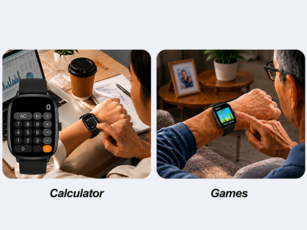 Fitness tracker with calculator, and game.