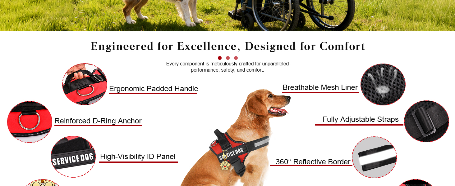 Opstin service dog vest size from XXS to XXXL
