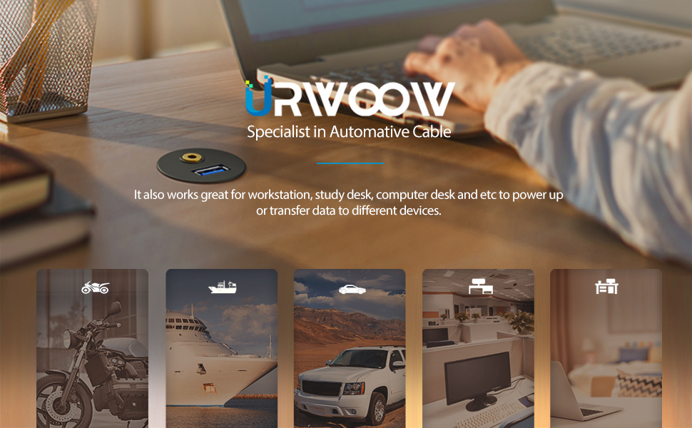 USB 3.0 AUX Extension Mount Dash Mount Flush Mount Panel Mount Cable for Car Boat Motorcycle