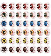 DIYASY 48 Pcs Halloween Fake Eyeballs, 33mm Plastic Half Eyes Balls Decor | Realistic Eyeball Bul...