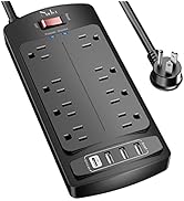 Surge Protector Power Strip , Nuetsa Extension Cord with 8 Outlets and 4 USB Ports, 6 Feet Power ...