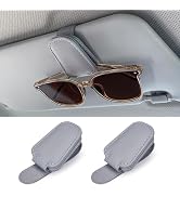 Shering Sunglasses Holders for Car Sun Visor, 2pack Magnetic Leather Glasses Eyeglass Hanger Clip...