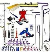 CYGOODS 90pcs/Set Car Body Dent Repair Kit, Slide Puller Tabs Hook Rods Tool Hammer Stainless Ste...