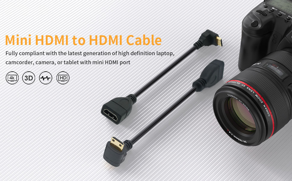 Right-toward Mini HDMI Male to HDMI Female Adapters