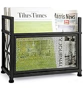 WeGXY Magazine Rack Floor Stand, Metal Magazine Holder Floor, Black MeshMagazine File Holder Stor...