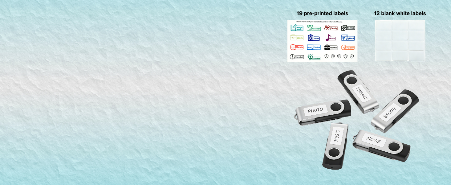Enfain flash drive with labels