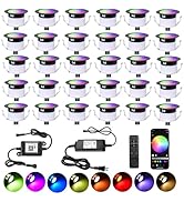 Deck Light RGBW 30 Pack, F1.22 Inches RGB/Warm White Light WiFi Control, LED Step Lights Kit Low ...