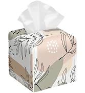 BLYKVGHQ Square Tissue Box Cover Boho Tropical Leaves Tissue Box Holder Facial Cube Paper Dispens...