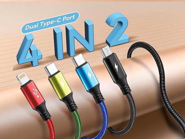4 in 2 dual usb c multi charging cable