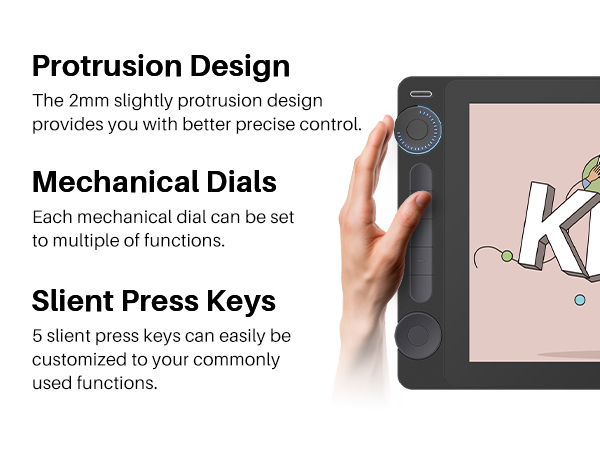 Kamvas 13 Gen 3 5 press keys and 2 dials