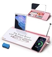 SELEAD Desktop Glass Whiteboard with Wireless Charger Station and Mirror, Desk Dry Erase Board Co...