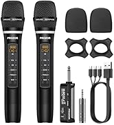 PROZOR UHF Wireless Microphone with Volume Treble Bass Echo Control, Wireless Rechargeable Mic Du...