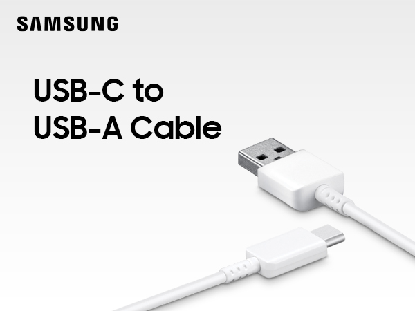 USB-C to USB_A Sync and Transfer Cable, 2a charging output, white, 1-meter, USB Type C, SAMSUNG