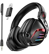 Wireless Gaming Headset for PS5 PS4 PC Switch, 2.4GHz Gaming Headphones with Microphone Detachabl...