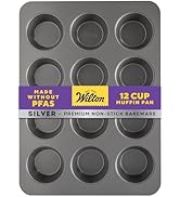 Wilton Silver Non Stick 12 Cup Muffin Pan, Cupcake and Muffin Tin for Baking and Brunch, Made wit...