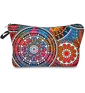 Deanfun Cosmetic Bag for Women, Mandala Flowers Waterproof Makeup Bags Roomy Toiletry Pouch Trave...