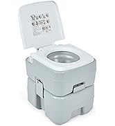 GYMAX Portable Toilet, 5.3 Gallon Outdoor Porta Potti with Flush Pump, 440lbs Heavy Duty RV Toile...