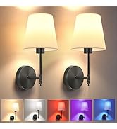 JOFIOS Battery Operated Wall Sconce Set of 2,Black Wireless Wall Sconce with 5200mAh Dimmable Det...
