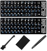 Russian Keyboard Stickers [5 in 1], Cyrillic Keyboard Letters Replacement Sticker with Black Back...