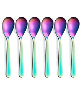 FULLYWARE Matte Rainbow Demitasse Espresso Spoons, Stainless Steel Satin Finish Coffee Spoons, Mi...