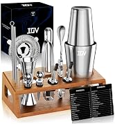 IOV Mixology Bartender Kit Bar Set with Stand | 17-Piece Cocktail Shaker Set | 28oz Boston Shaker...