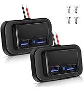 2PCS 12V/24V RV USB Outlet Wall Mount, Dual Quick Charge USB-A Multi Port Panel Mount Automotive ...