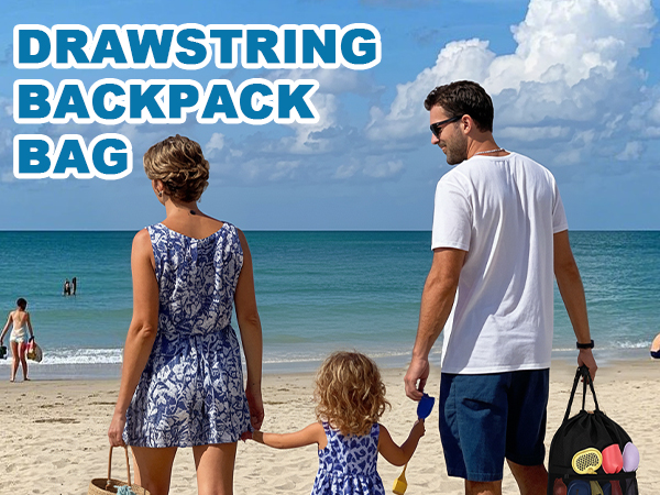Your beach-day essential: the lightweight TILYMOL drawstring bag for towels, toys &amp; stress-free fun.
