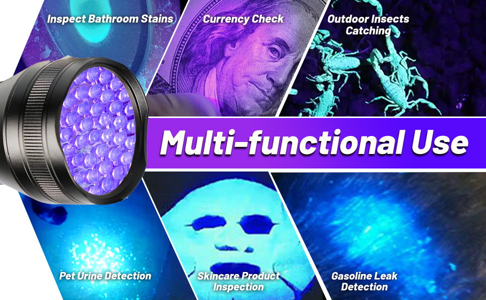 51 led rechargeable uv light flashlight
