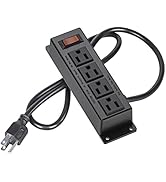 Wall Mount Power Outlet Strip, 4 Outlet Mountable Power Strip with Switch, 3ft Cord Under Desk Po...