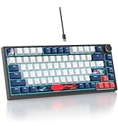 Mosptnspg 75% TKL Wired Mechanical Keyboard,RGB Backlit Gasket Mount 82 Key Hot Swappable Custom ...