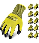 Ironclad OCTANE Turbo Ten Pack Nitrile Coated Work Gloves (10 Pair), Size L (R-TRB10-04-L) Yellow