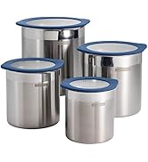 Tramontina 4-Piece Food Storage Containers with Silicone Lids, Stainless Steel Reusable Canister ...