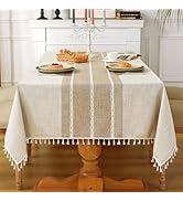 Laolitou Rustic Tablecloth Cotton Linen Waterproof Winter Tablecloth Burlap Table Cloths for Kitc...