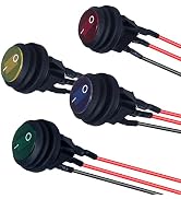 DMWD Waterproof Round Rocker Toggle Switch with LED Light 12V DC 20A 2 Position 3 Pins SPST Latch...