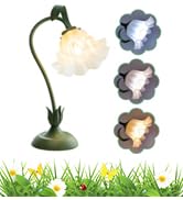 Cute Flower Table Lamp, Bedside Vintage Flower Lamp with LED Bulb, 3 Colors Temperature Flower La...