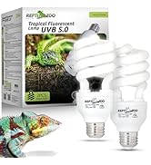 REPTI ZOO UVA UVB Reptile Light Bulb, 2 Pack 5.0 26W Spiral Compact Fluorescent Lamp for Crested ...