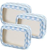 YOPCDJ 3PCS Clear Toiletry Bag,TSA Approved Travel Makeup Pouch with Zipper for Cosmetics and Toi...