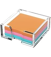 Beego Modern Elegant Crystal Clear Acrylic Sticky Note Holder Organizer - 3x3 in Square Notepad H...