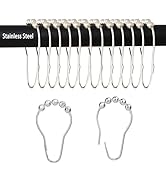 Stainless Steel Shower Curtain Hooks Rustproof Decorative Shower Curtain Rings for Shower Rods 12...