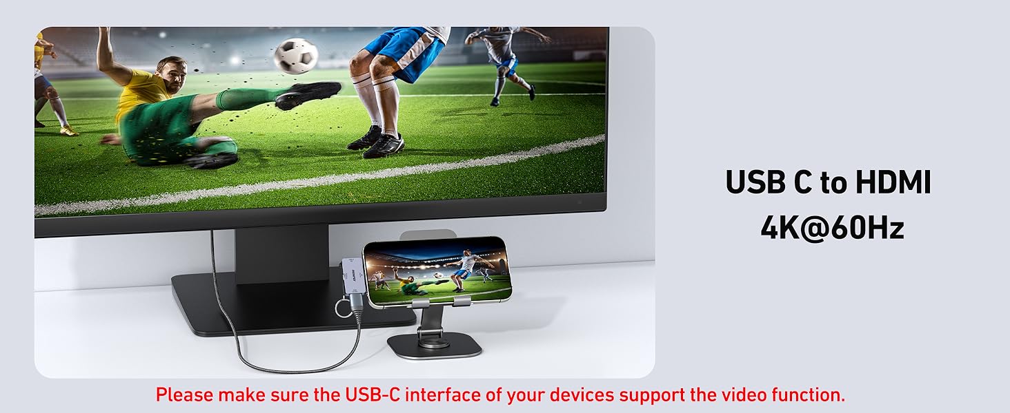 BENFEI USB C Hub 3-in-1, Super Compact, USB-C to HDMI 4K@60Hz, 10Gbps USB-A, 100W Power Delivery