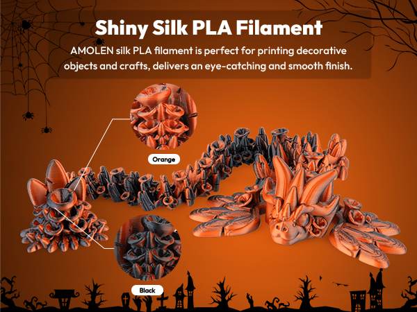 AMOLEN Silk PLA 3D Printer Filament Bundle 2KG, Dual Color PLA 1.75mm Pack