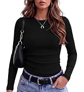 Zeagoo Women Long Sleeve Tops Crewneck Ribbed Knit Fitted Tshirts Dressy Casual Basic Tee 2026 Su...